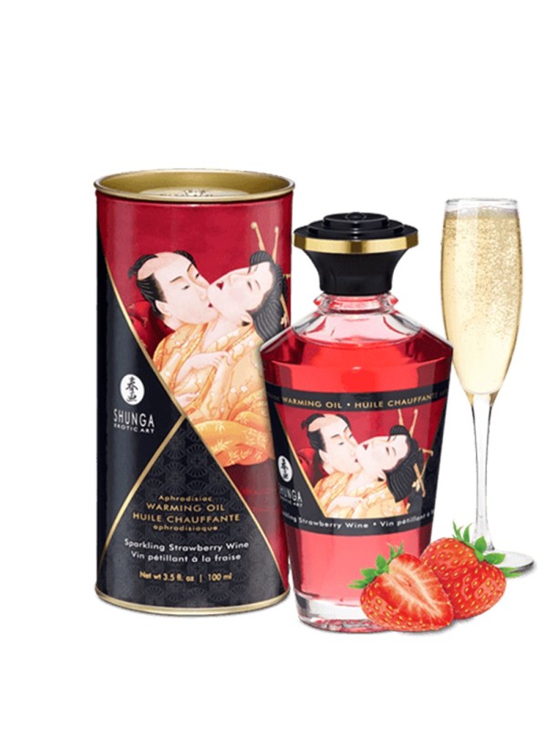 Fournisseur huile fraise de massage chauffante comestible Shunga