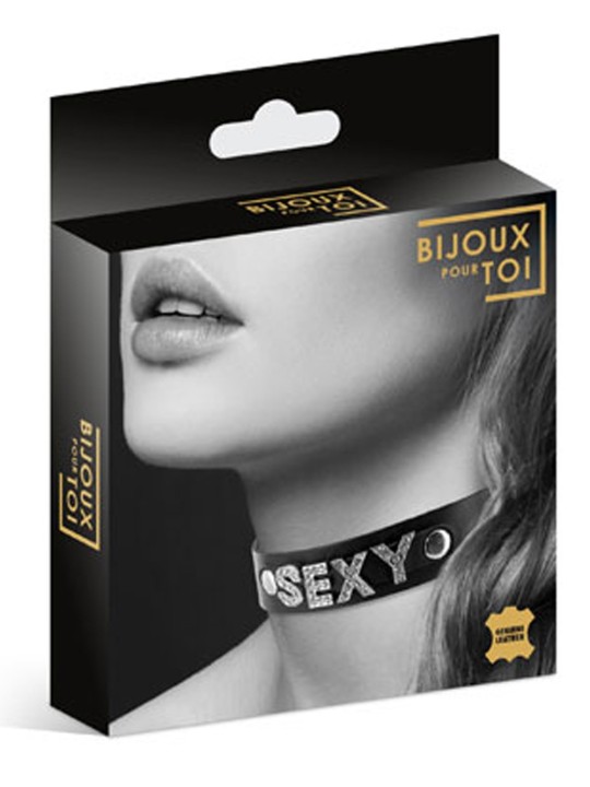 Grossiste Bijoux Pour Toi : collier SEXY cuir noir