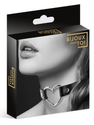 Grossiste Bijoux Pour Toi : collier cuir noir coeur argenté