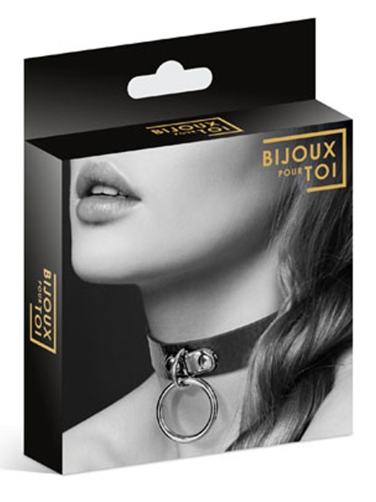 Grossiste Bijoux Pour Toi : collier cuir noir anneau métal