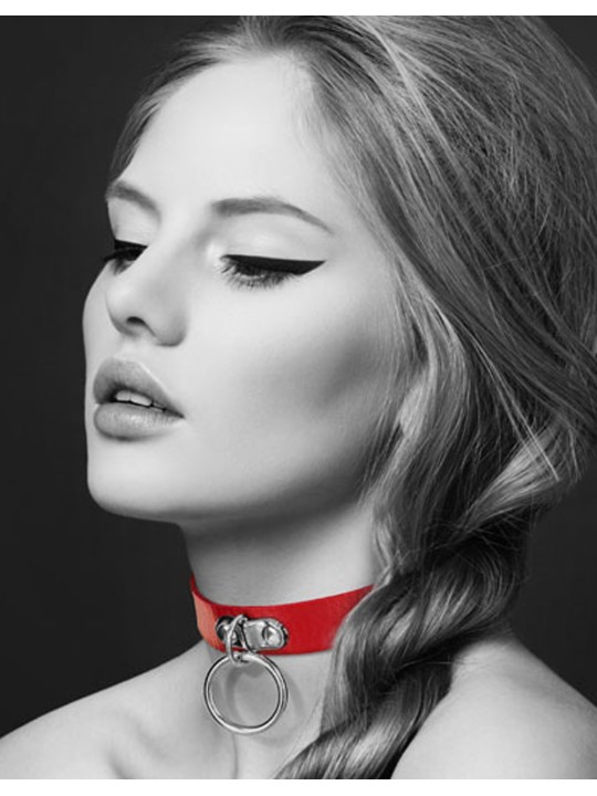 Grossiste Bijoux Pour Toi : collier cuir rouge anneau métal