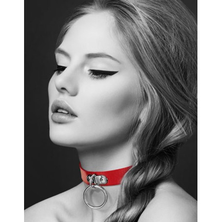 Grossiste Bijoux Pour Toi : collier cuir rouge anneau métal