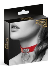 Grossiste Bijoux Pour Toi : collier cuir rouge anneau métal