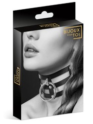 Grossiste Bijoux Pour Toi : collier cuir noir triple lanières anneau métal