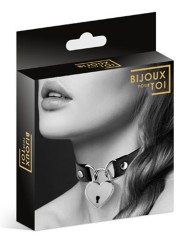 Grossiste Bijoux Pour Toi : collier cuir noir cadenas coeur