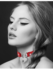 Grossiste Bijoux Pour Toi : collier cuir rouge cadenas coeur