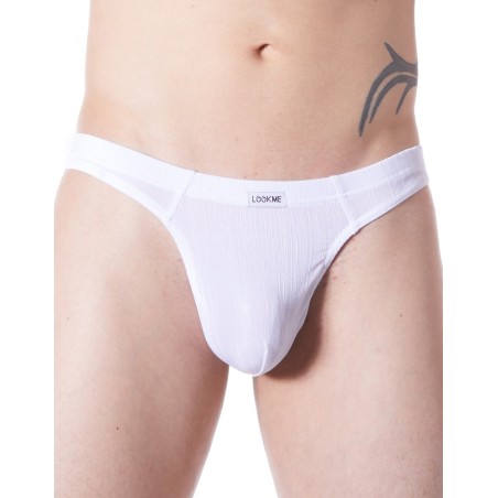 Grossiste lingerie homme : string blanc extensible