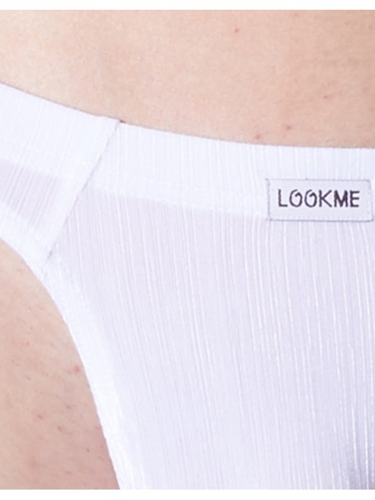 Grossiste lingerie homme : string blanc extensible