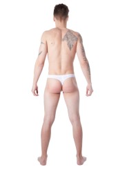 Grossiste lingerie homme : string blanc extensible