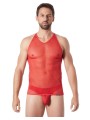 Grossiste lingerie homme : V-Shirt rouge débardeur