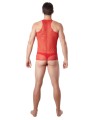 Grossiste lingerie homme : V-Shirt rouge débardeur