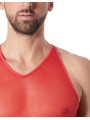 Grossiste lingerie homme : V-Shirt rouge débardeur