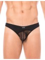 Grossiste lingerie homme : string noir opaque et transparent