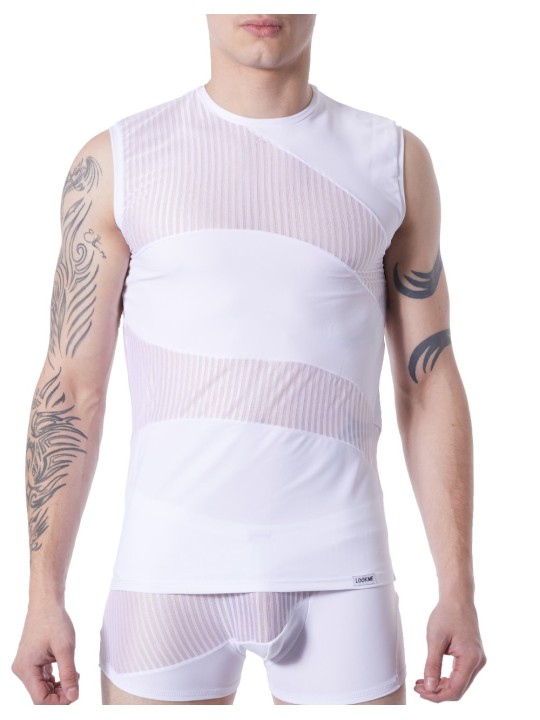 Fournisseur lingerie homme dropshipping : t-shirt débardeur blanc