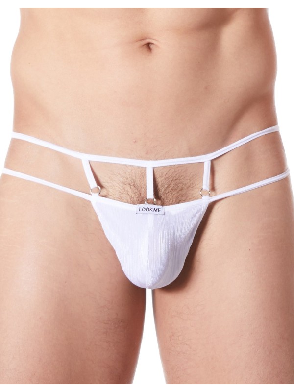 Fournisseur lingerie homme : string blanc avec ornements