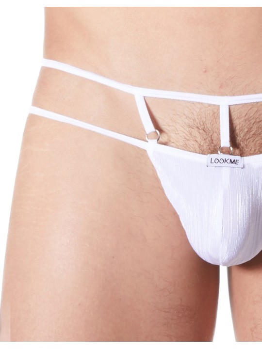 Fournisseur lingerie homme : string blanc avec ornements