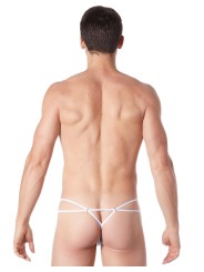 Fournisseur lingerie homme : string blanc avec ornements