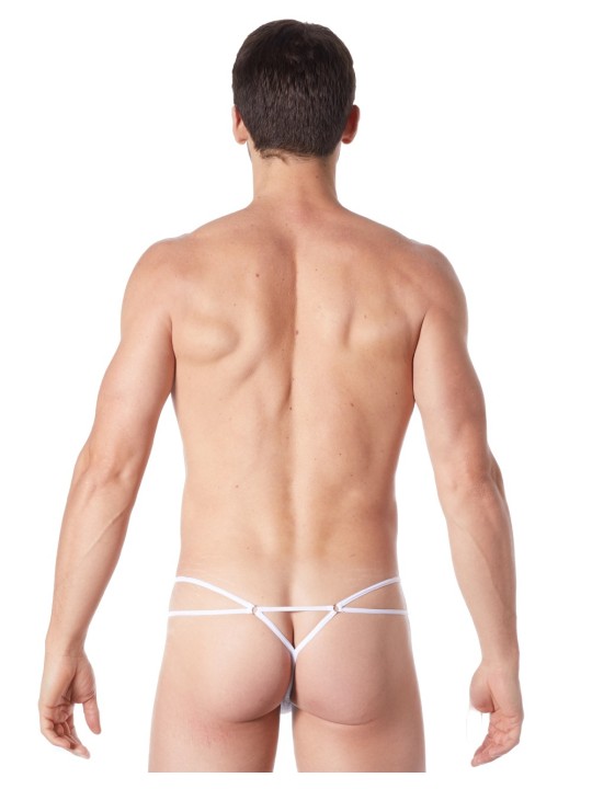 Fournisseur lingerie homme : string blanc avec ornements