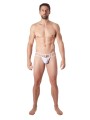 Fournisseur lingerie homme : string blanc avec ornements