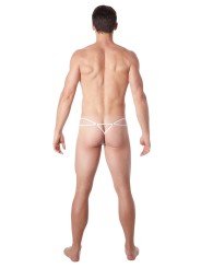 Fournisseur lingerie homme : string blanc avec ornements