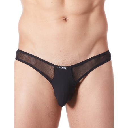 Grossiste lingerie homme : string noir avec résille