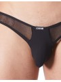 Grossiste lingerie homme : string noir avec résille