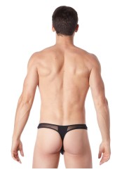 Grossiste lingerie homme : string noir avec résille