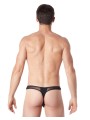 Grossiste lingerie homme : string noir avec résille