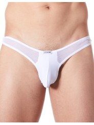 Fournisseur lingerie homme : string blanc avec résille