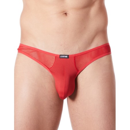 Fournisseur lingerie homme : string rouge avec résille