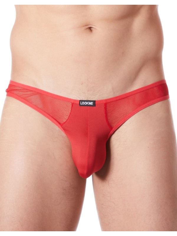 Fournisseur lingerie homme : string rouge avec résille