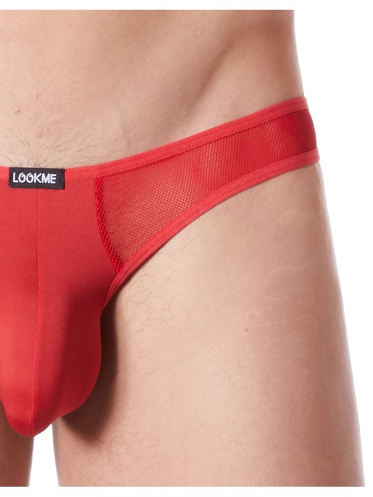 Fournisseur lingerie homme : string rouge avec résille