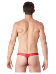 Fournisseur lingerie homme : string rouge avec résille