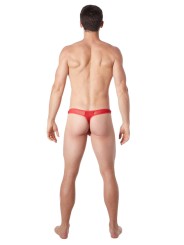 Fournisseur lingerie homme : string rouge avec résille