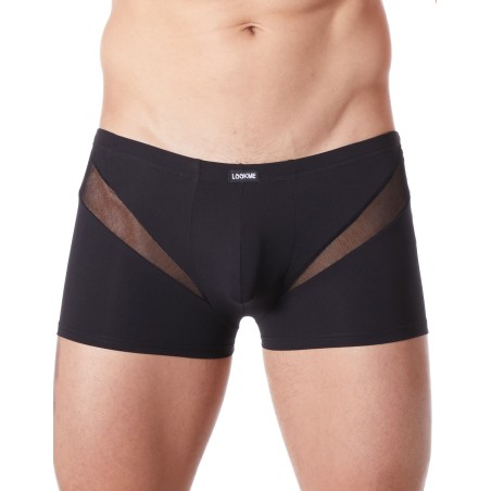 Grossiste lingerie homme : boxer noir avec bandes résille