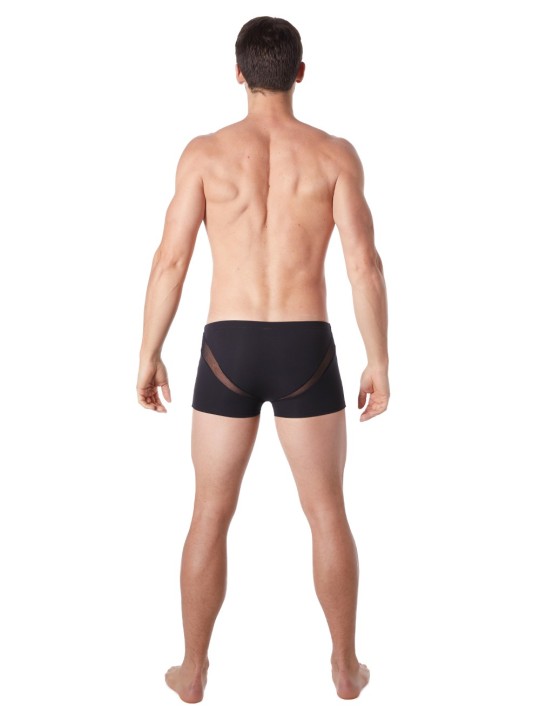 Grossiste lingerie homme : boxer noir avec bandes résille