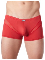 Fournisseur lingerie homme : boxer rouge avec bandes résille