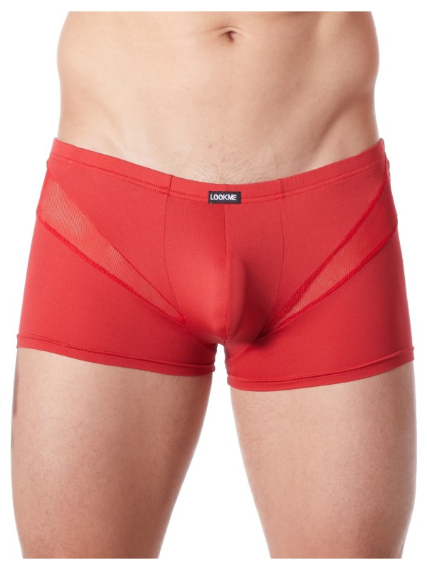 Fournisseur lingerie homme : boxer rouge avec bandes résille