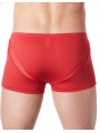 Fournisseur lingerie homme : boxer rouge avec bandes résille