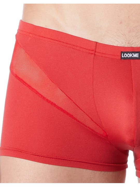 Fournisseur lingerie homme : boxer rouge avec bandes résille