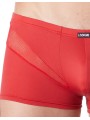 Fournisseur lingerie homme : boxer rouge avec bandes résille