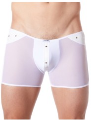 Grossiste sous vêtement homme : boxer blanc transparent bande cuir