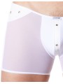 Grossiste sous vêtement homme : boxer blanc transparent bande cuir