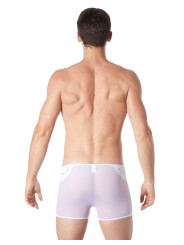 Grossiste sous vêtement homme : boxer blanc transparent bande cuir