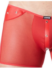 Fournisseur sous vêtement homme : boxer rouge transparent bande cuir