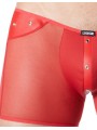 Fournisseur sous vêtement homme : boxer rouge transparent bande cuir