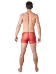 Fournisseur sous vêtement homme : boxer rouge transparent bande cuir