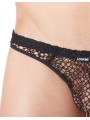 Grossiste sous vêtement homme : string noir filet irrégulier