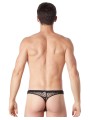 Grossiste sous vêtement homme : string noir filet irrégulier