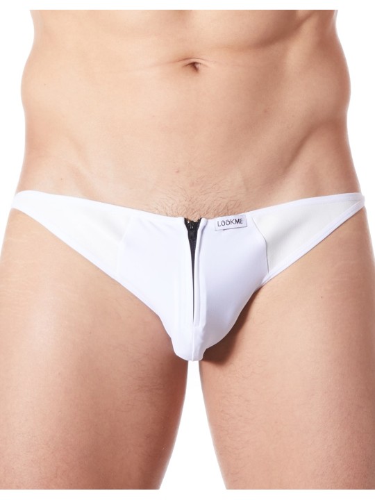 Grossiste Look Me dropshipping : slip brief blanc fermeture éclair